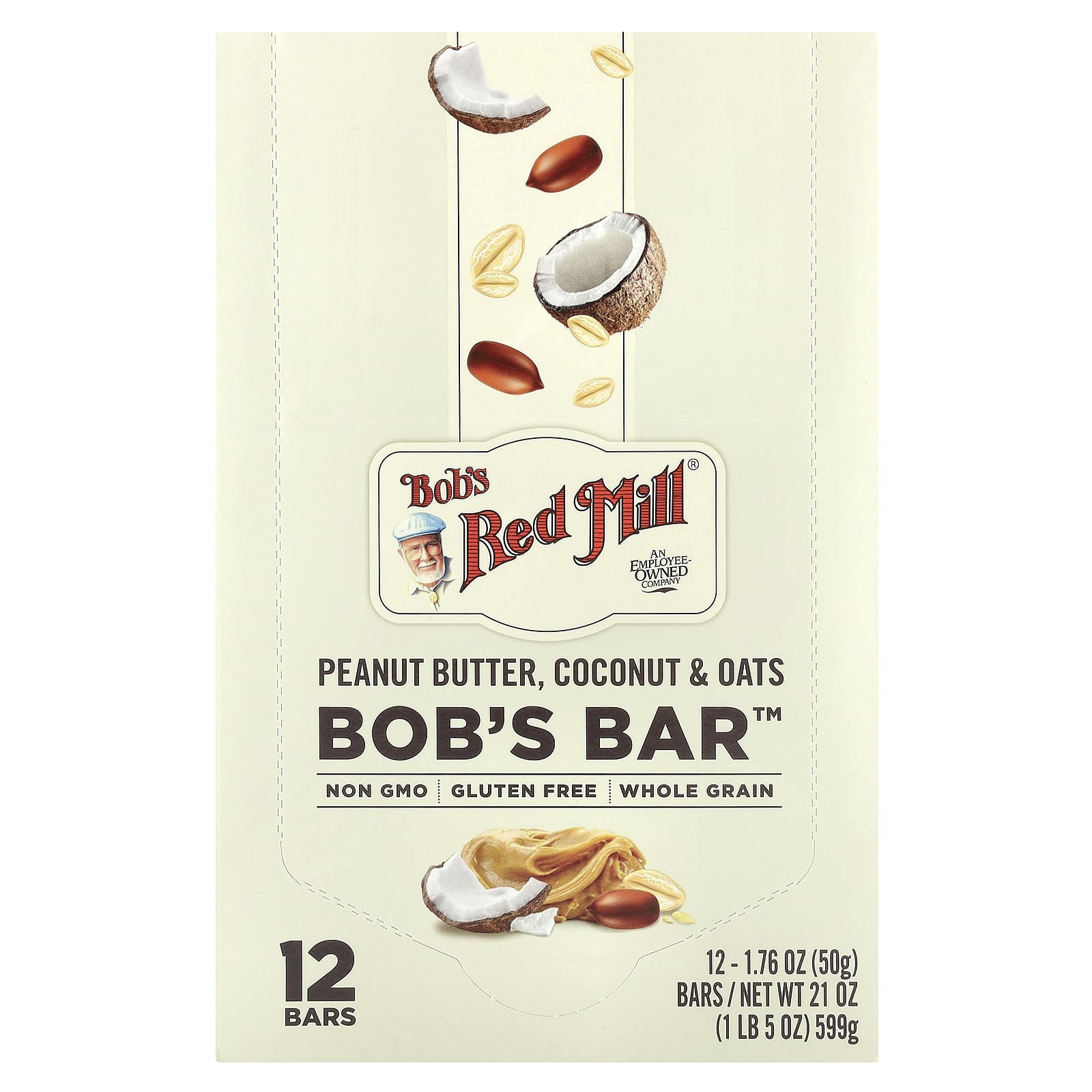 Bob's Red Mill Gluten-Free Peanut Butter Coconut & Oats Energy Bars, 12 Count - Image 1