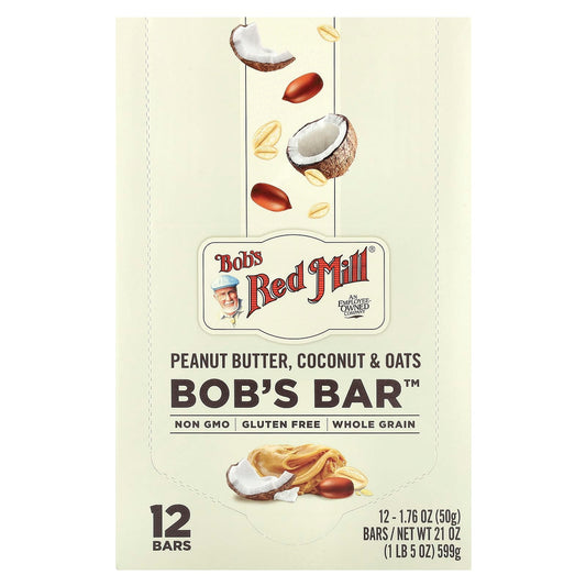 Bob's Red Mill Gluten-Free Peanut Butter Coconut & Oats Energy Bars, 12 Count - Image 1
