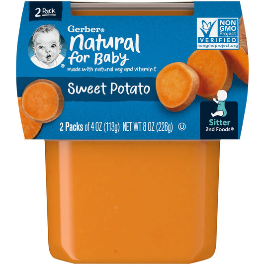 Gerber Natural Baby 2nd Foods Sweet Potato, 4 oz, 2 Pack, Non-GMO - Image 1