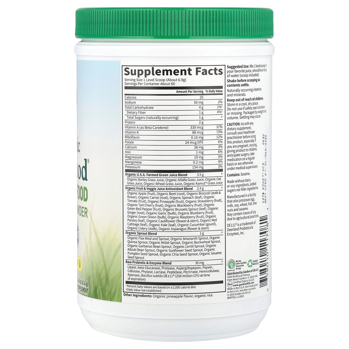 Raw Organic Perfect Food Green Superfood Powder by Garden of Life - Image 2