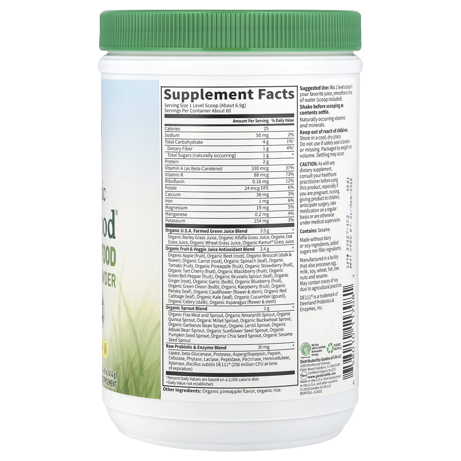 Raw Organic Perfect Food Green Superfood Powder by Garden of Life - Image 2