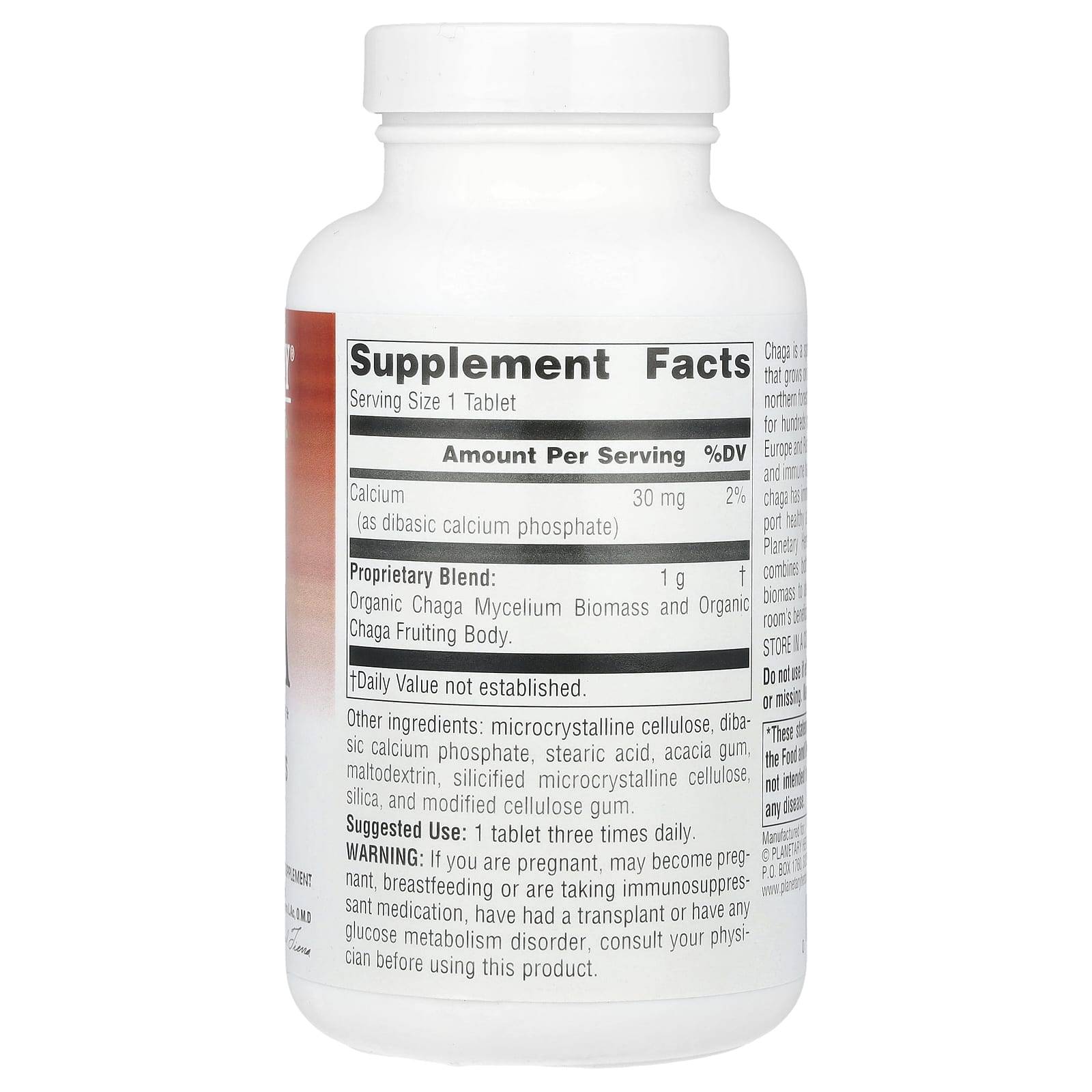 Planetary Herbals, Full Spectrum™ Chaga, 120 Tablets - Image 2