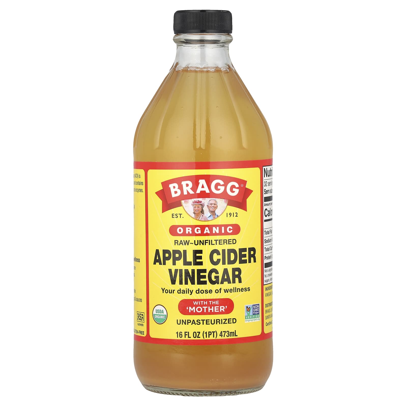 Bragg Organic Apple Cider Vinegar with The Mother, 16 fl oz - Natural Health - Image 1