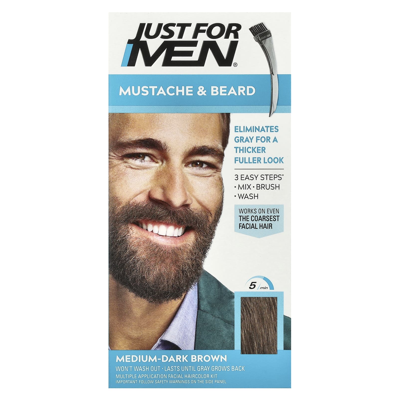 Just for Men Beard & Mustache Color - Medium-Dark Brown - Image 2
