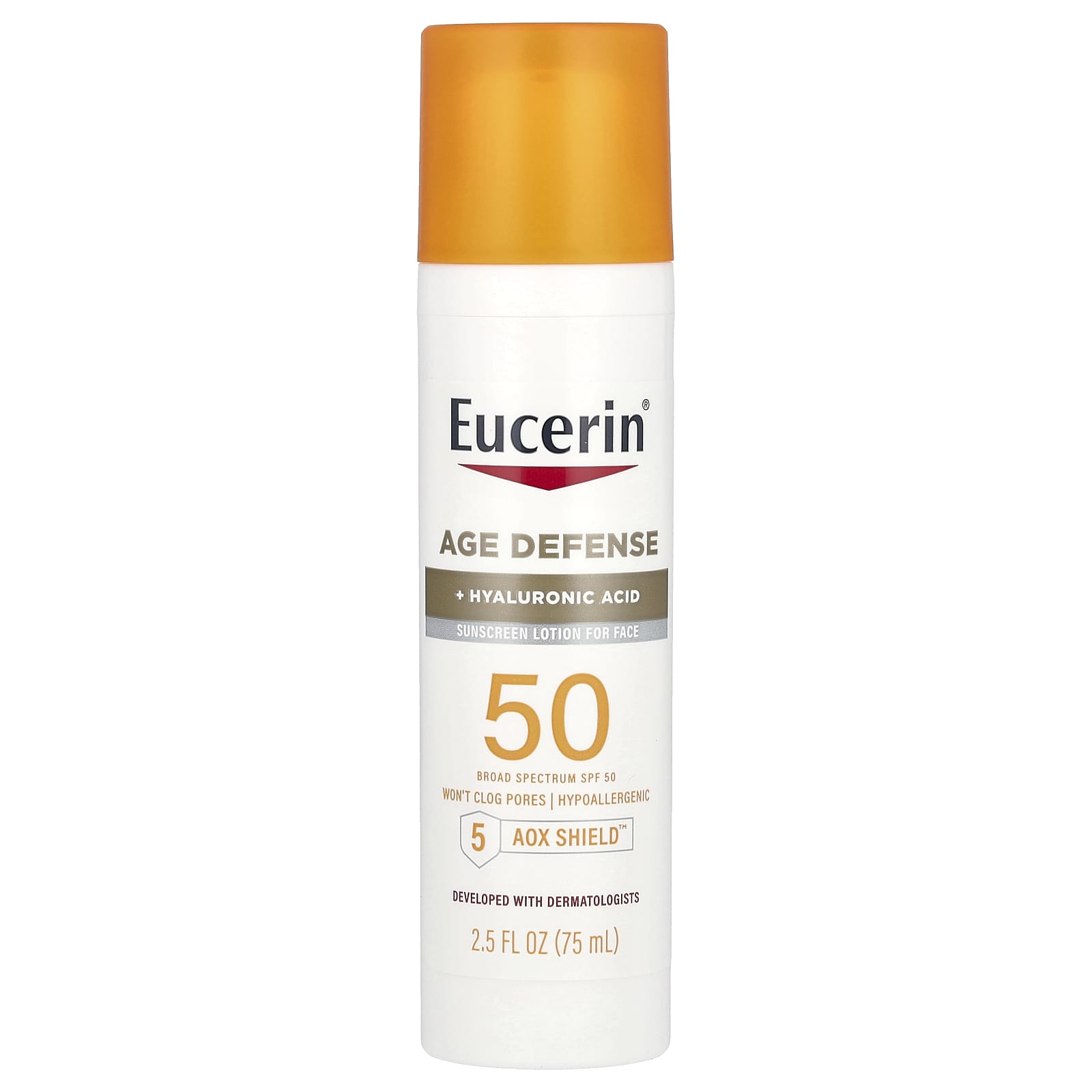 Eucerin Age Defense Lightweight Sunscreen Lotion, SPF 50, Fragrance-Free, 2.5 fl oz - Image 1
