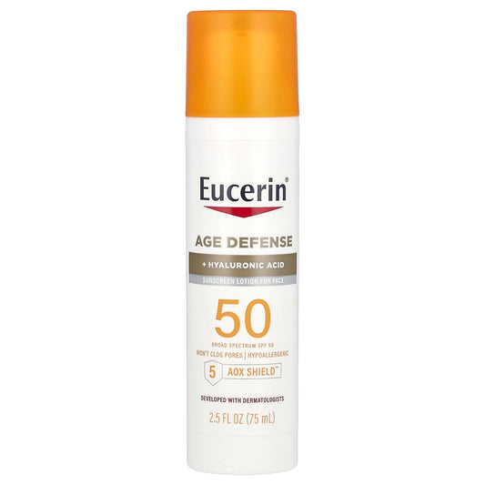 Eucerin Age Defense Lightweight Sunscreen Lotion, SPF 50, Fragrance-Free, 2.5 fl oz - Image 1
