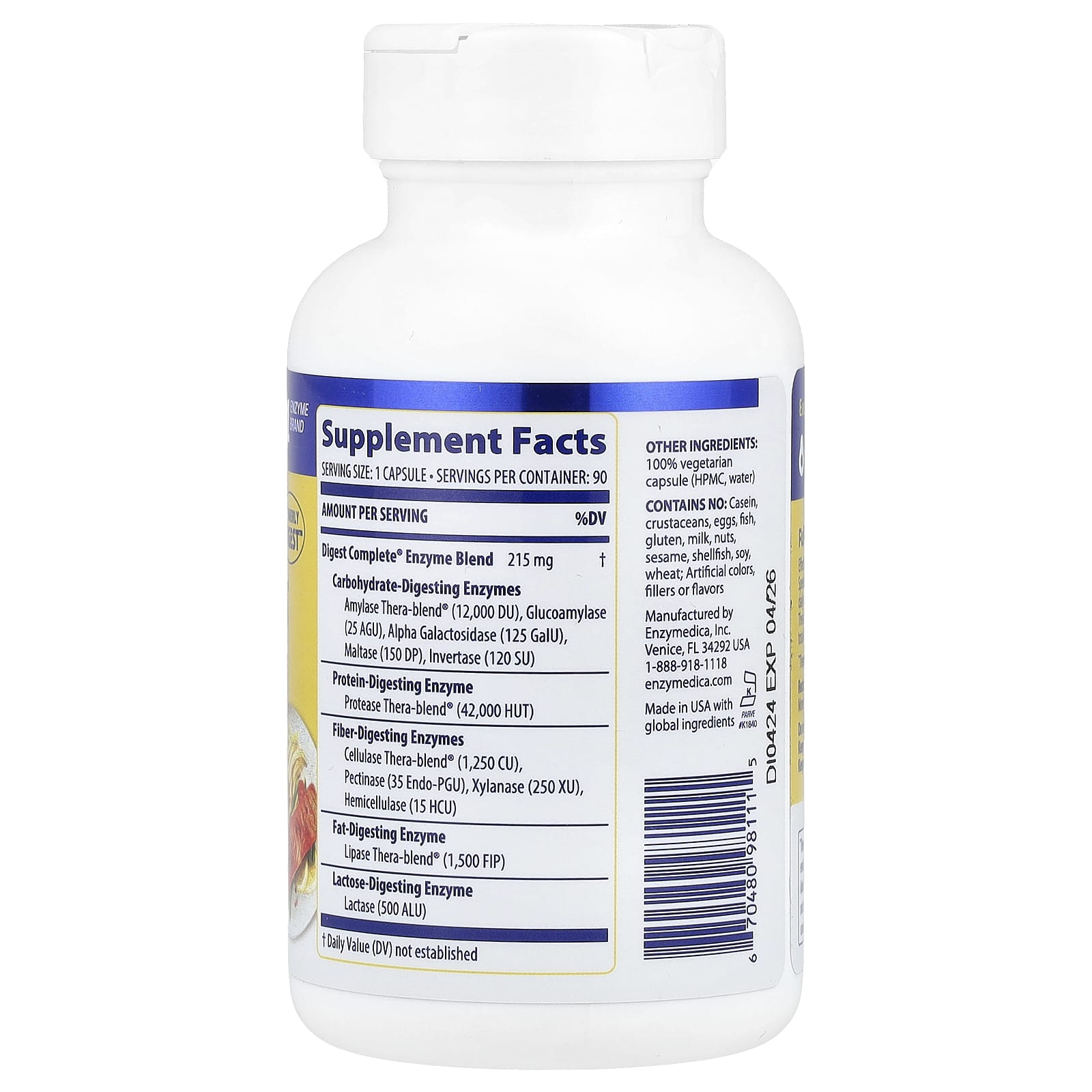 Optimize Your Digestion with Enzymedica Digest Complete, 90 Capsules - Image 2