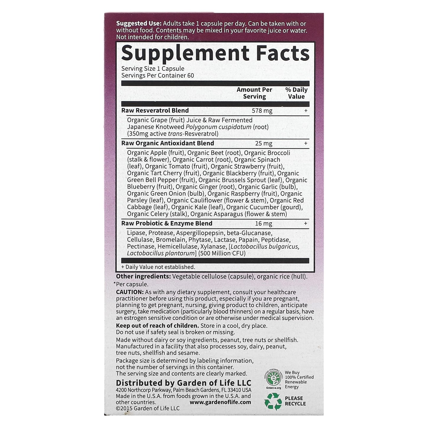 Garden of Life RAW Resveratrol 350mg for Anti-Aging, Heart Health - Image 2