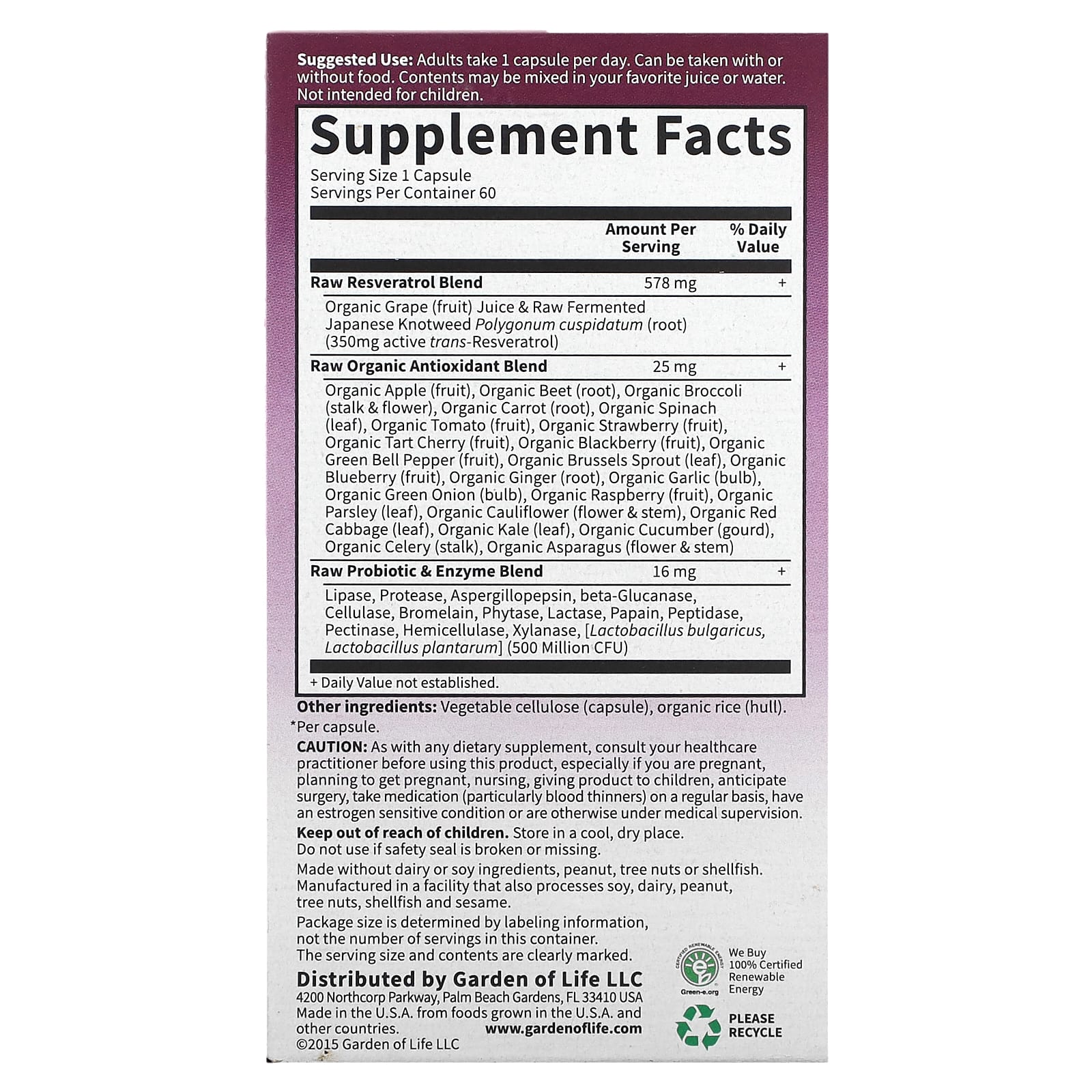 Garden of Life RAW Resveratrol 350mg for Anti-Aging, Heart Health - Image 2