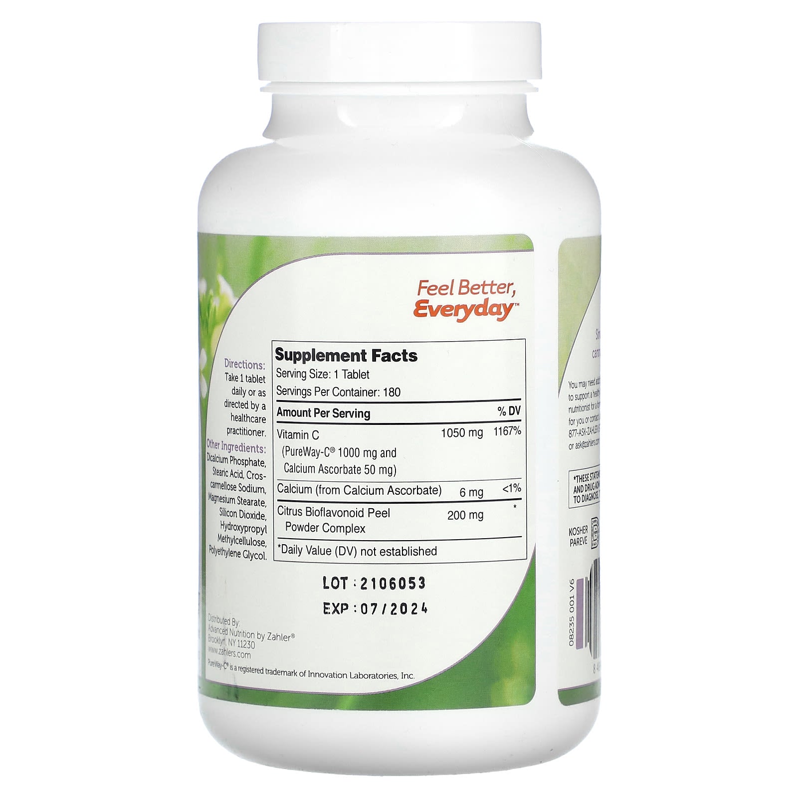 Zahler, PureWay-C, Vitmain C and Bioflavonoids, 1,000+ mg, 180 Tablets - Image 2