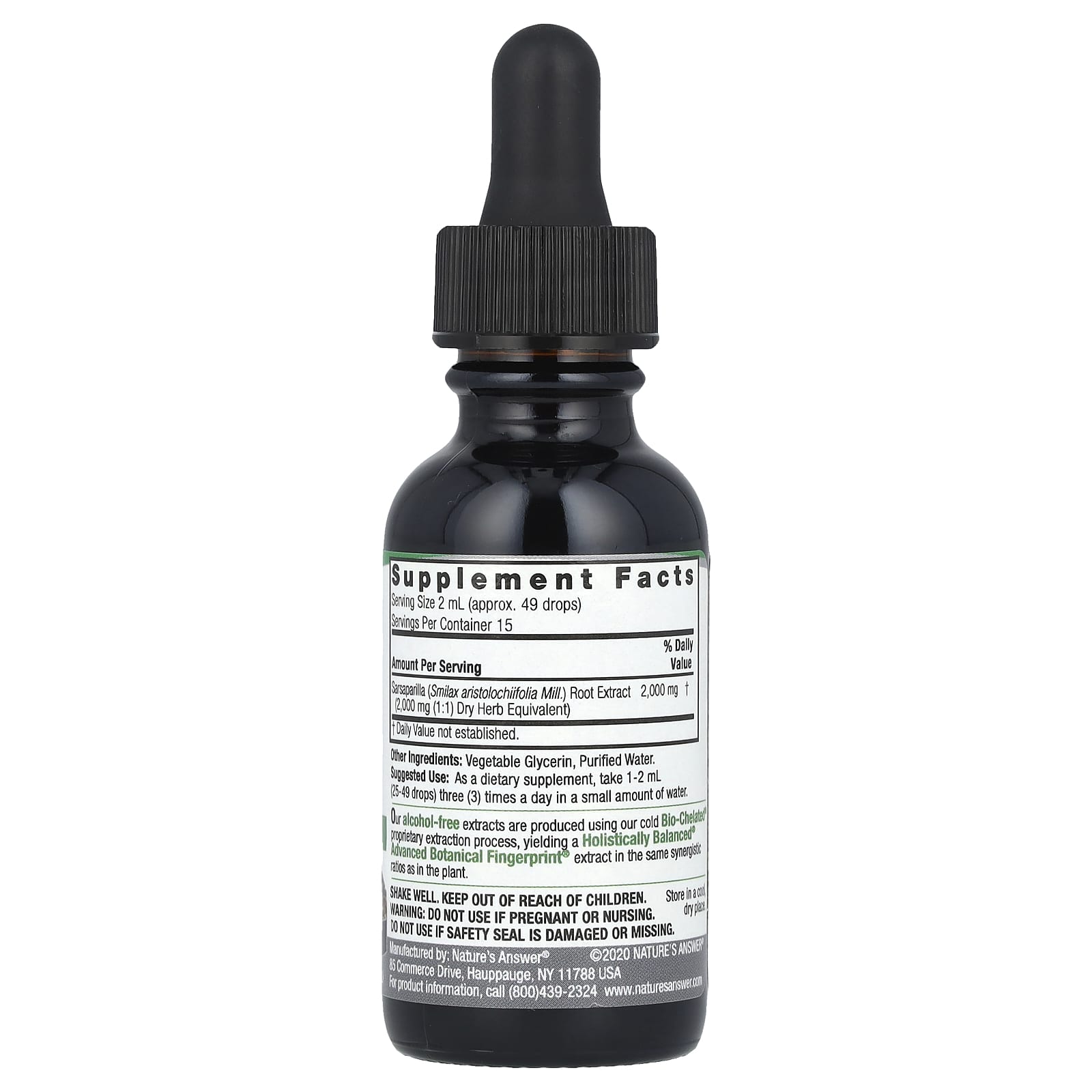 Nature's Answer, Sarsaparilla Root, Fluid Extract, Alcohol-Free, 2,000 mg, 1 fl oz (30 ml) - Image 2