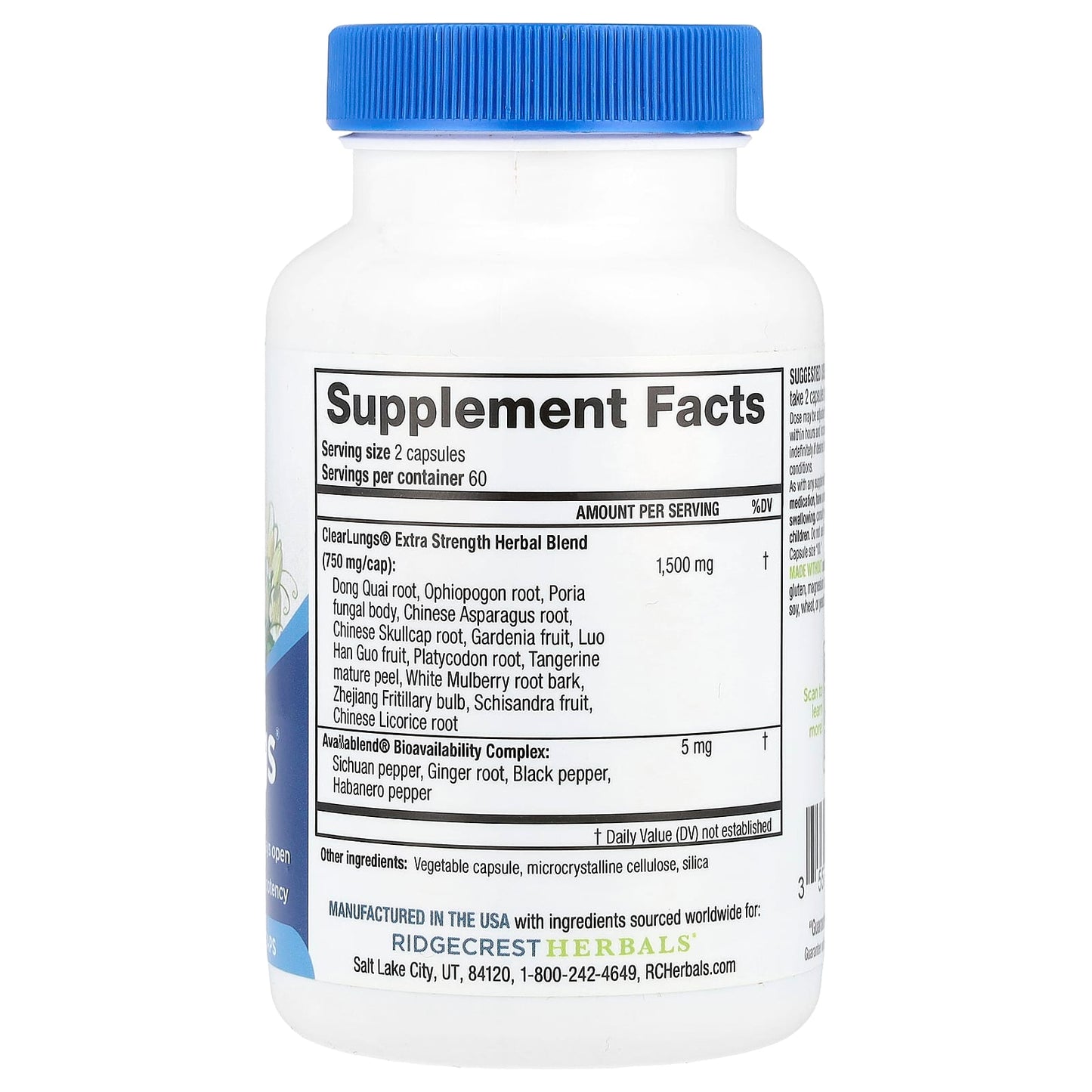 RidgeCrest Herbals, ClearLungs®, Extra Strength, 120 Caps - Image 2