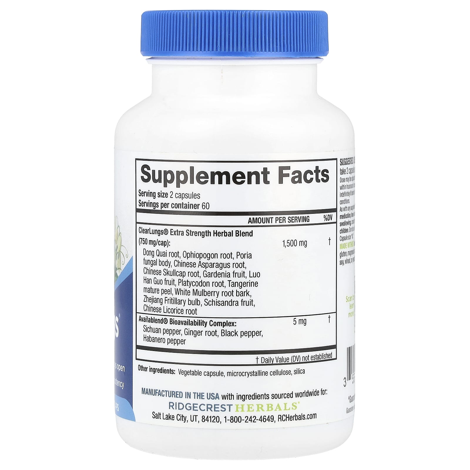 RidgeCrest Herbals, ClearLungs®, Extra Strength, 120 Caps - Image 2