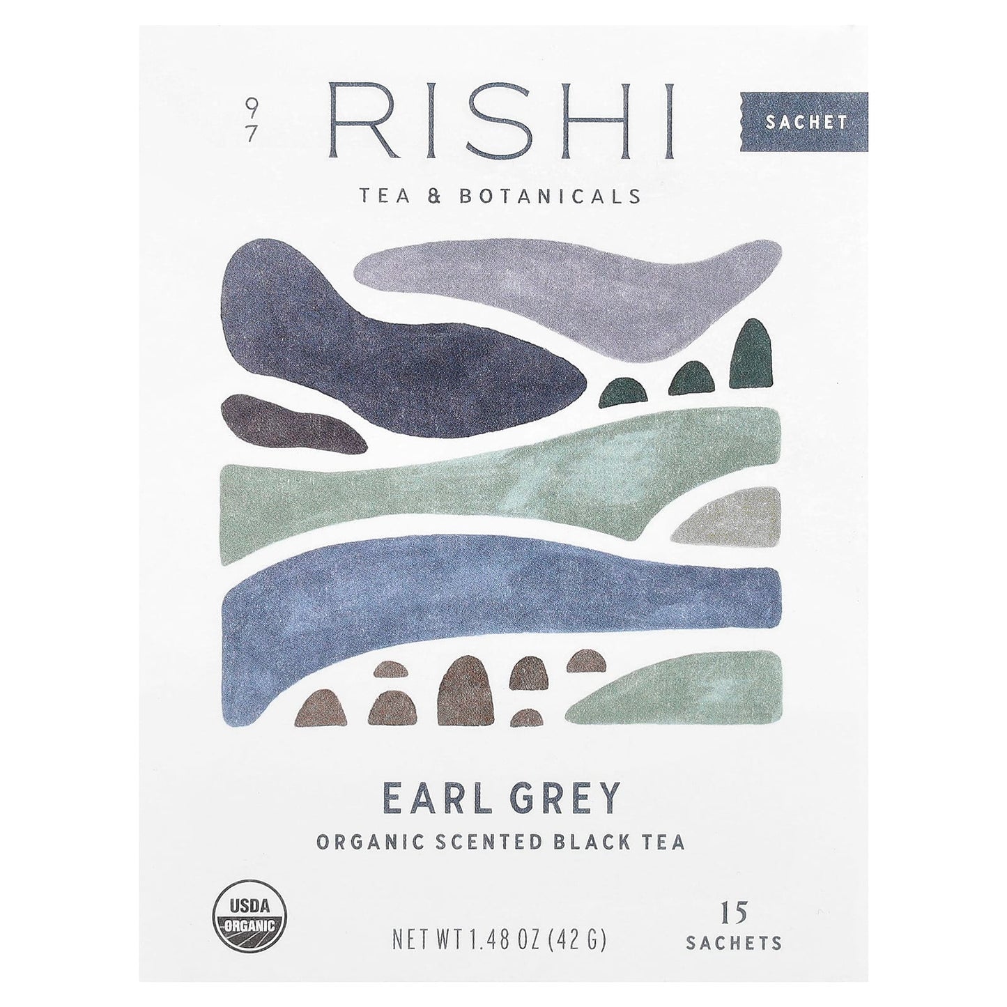 Rishi Tea, Organic Scented Black Tea, Earl Grey, 15 Sachets, 1.48 oz (42 g) - Image 1