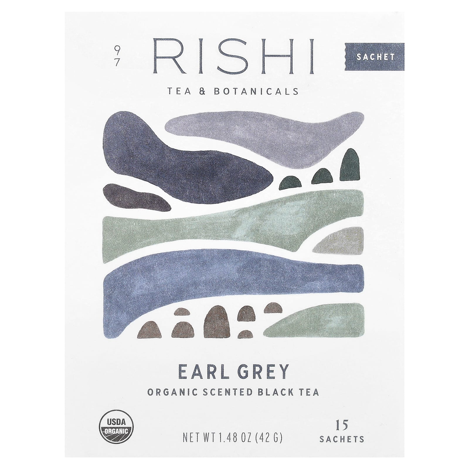 Rishi Tea, Organic Scented Black Tea, Earl Grey, 15 Sachets, 1.48 oz (42 g) - Image 1