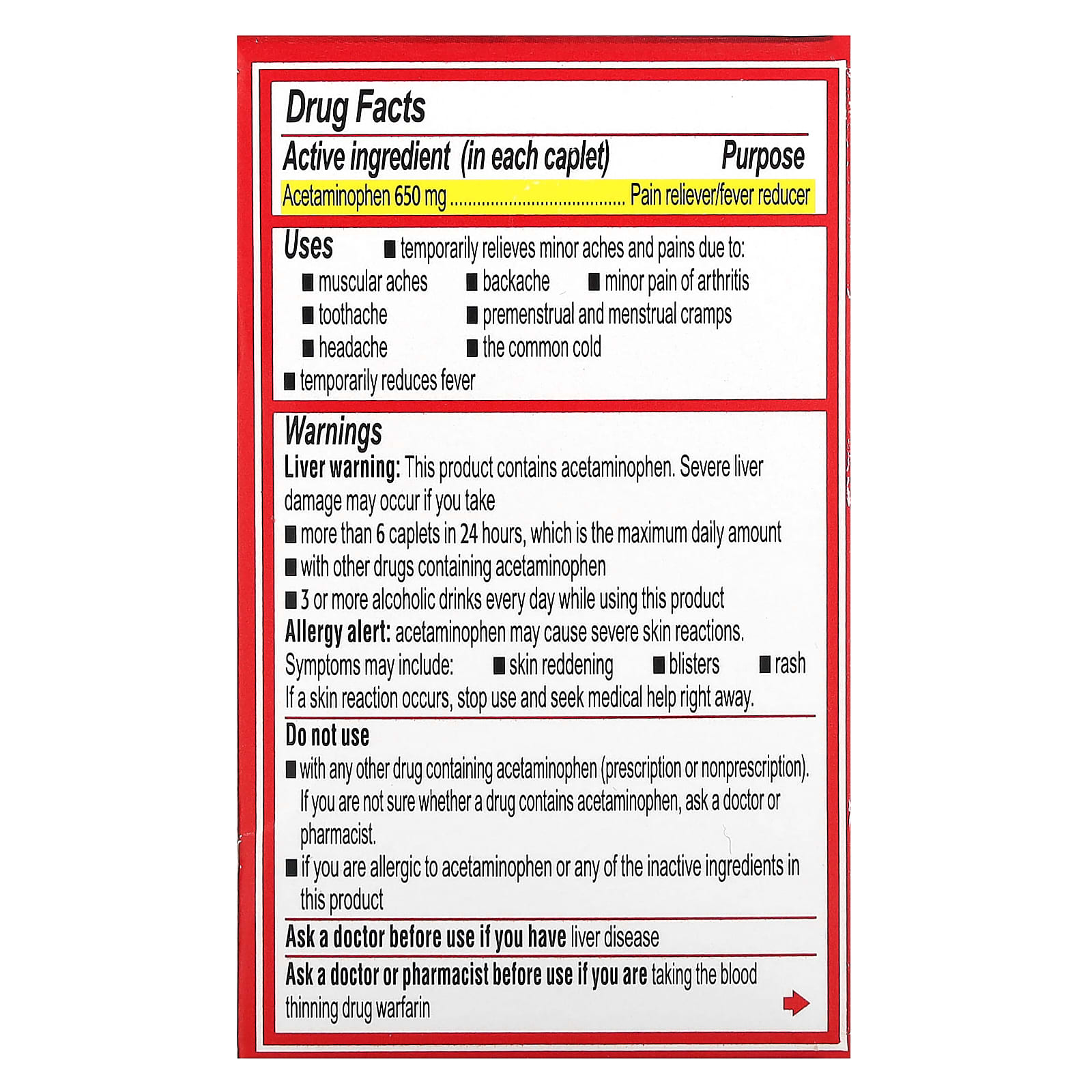 Tylenol, 8 HR Muscle Aches & Pain, 650 mg, 24 Caplets - Image 2