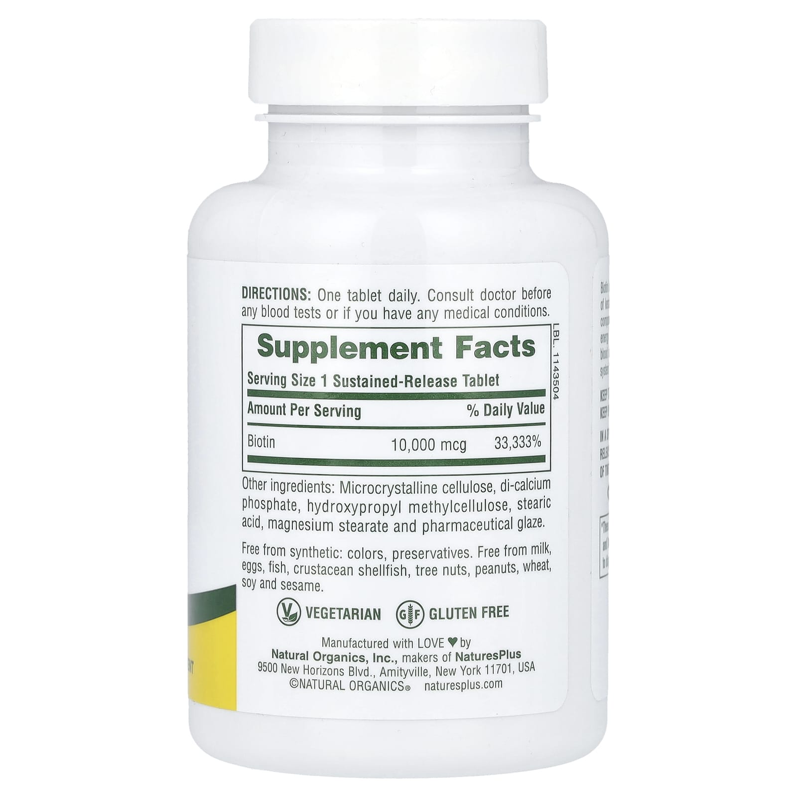 NaturesPlus, Sustained Release Biotin, 10,000 mcg, 90 Tablets - Image 2