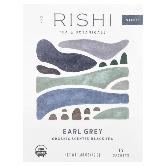 Rishi Tea, Organic Scented Black Tea, Earl Grey, 15 Sachets, 1.48 oz (42 g) - Image 1