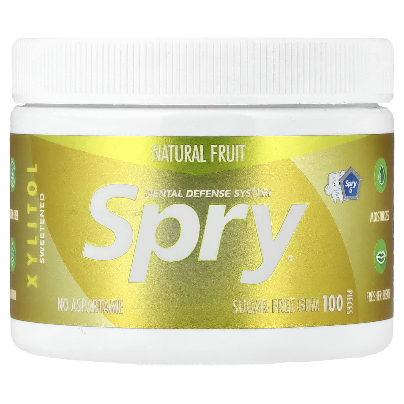 Xlear, Spry®, Sugar-Free Chewing Gum, Natural Fruit, 100 Pieces - Image 1