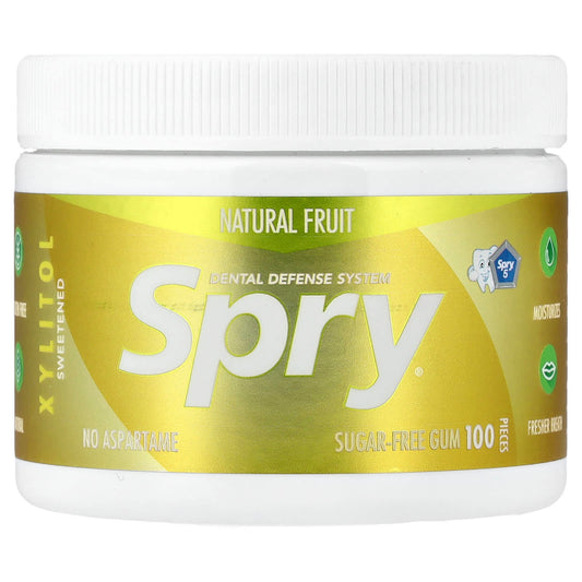 Xlear, Spry®, Sugar-Free Chewing Gum, Natural Fruit, 100 Pieces - Image 1