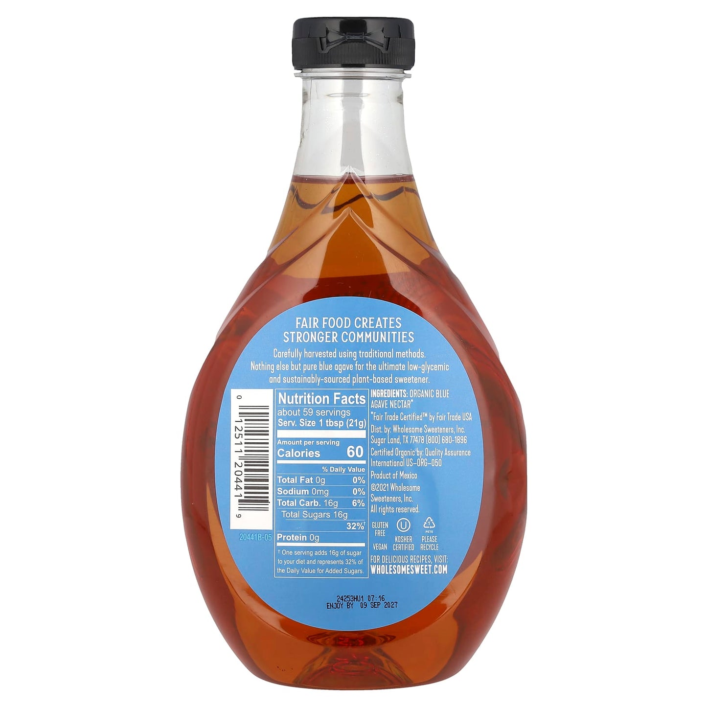 Wholesome Sweeteners, Organic Blue Agave, 44 oz (1.25 kg) - Image 2