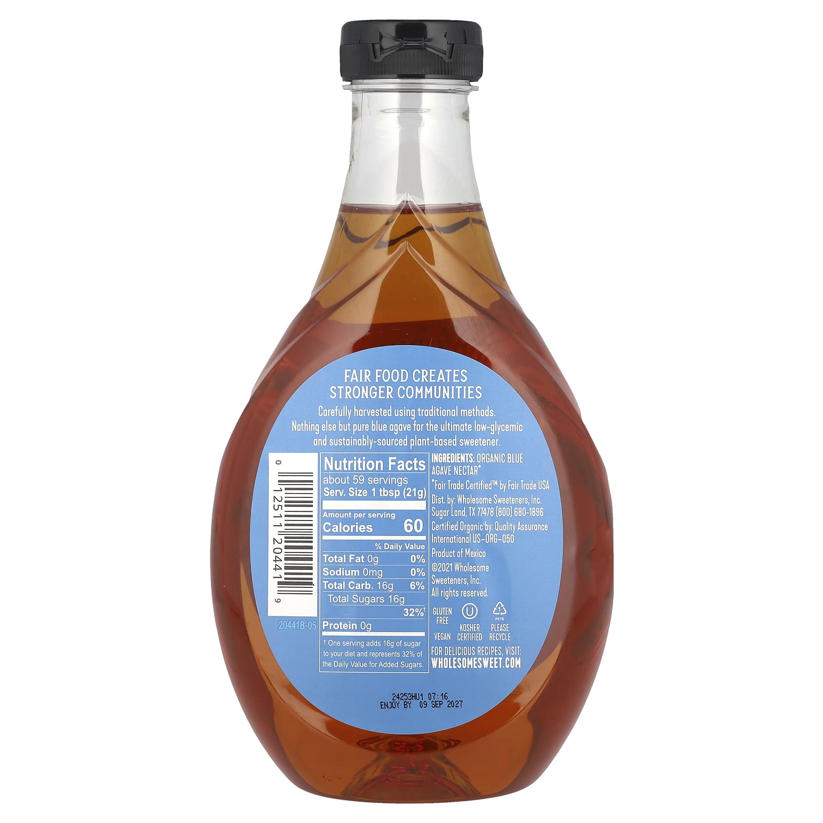 Wholesome Sweeteners, Organic Blue Agave, 44 oz (1.25 kg) - Image 2