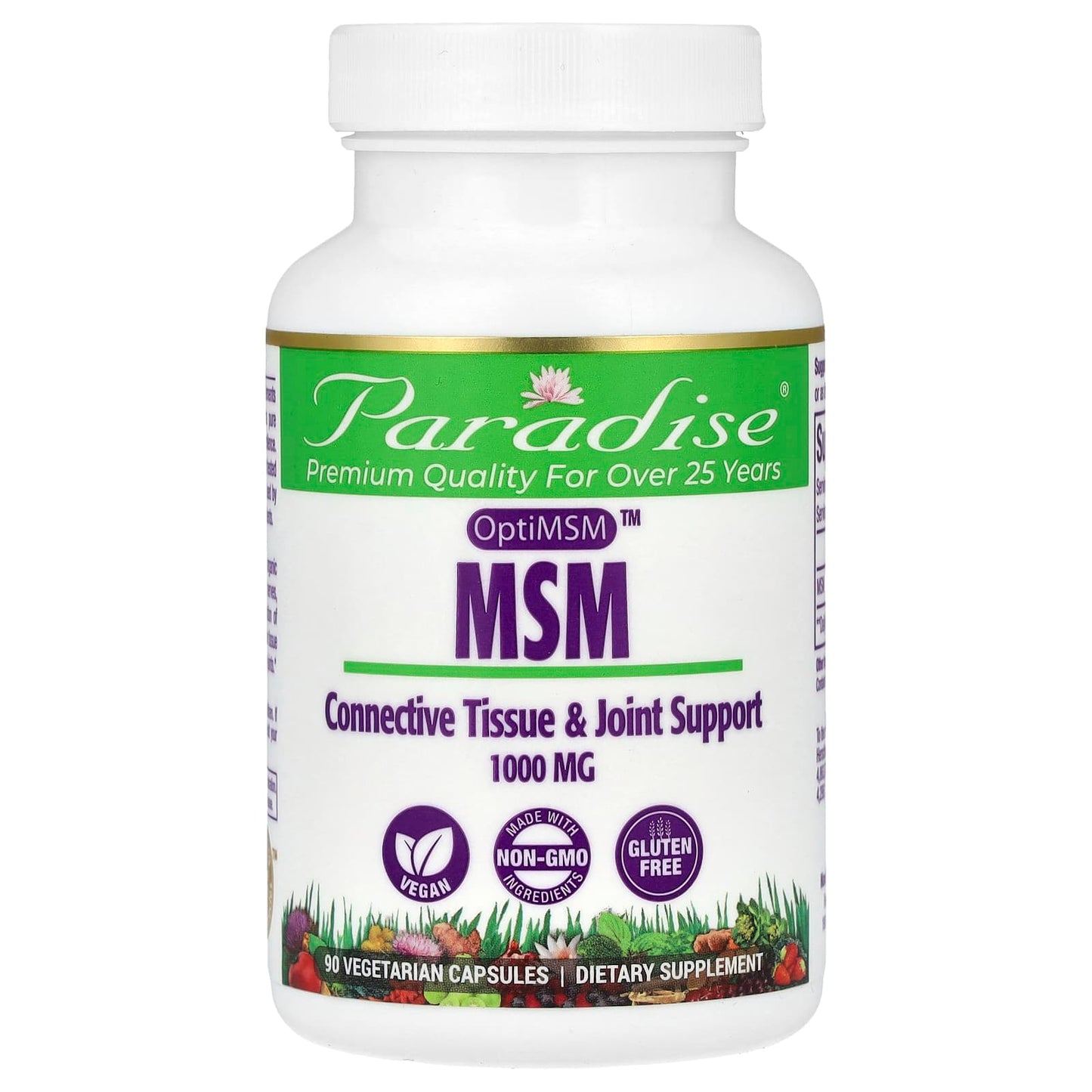 Paradise Herbs, MSM, 1,000 mg, 90 Vegetarian Capsules - Image 1