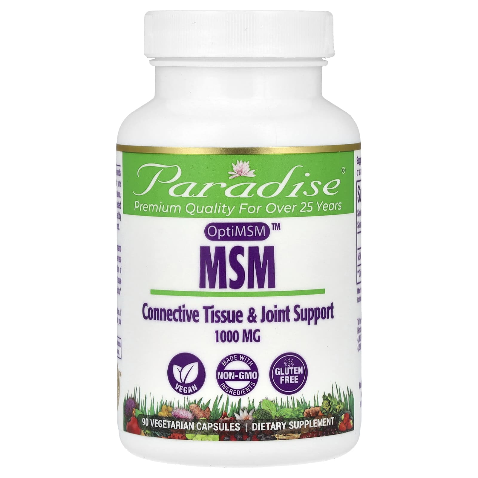 Paradise Herbs, MSM, 1,000 mg, 90 Vegetarian Capsules - Image 1