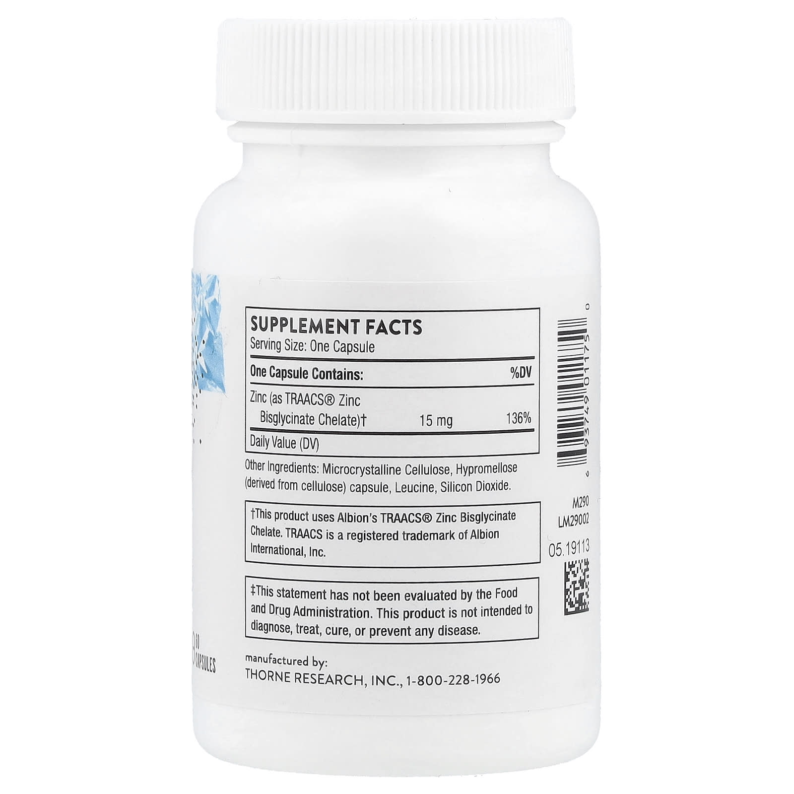 Thorne, Zinc Bisglycinate, 15 mg,  60 Capsules - Image 2