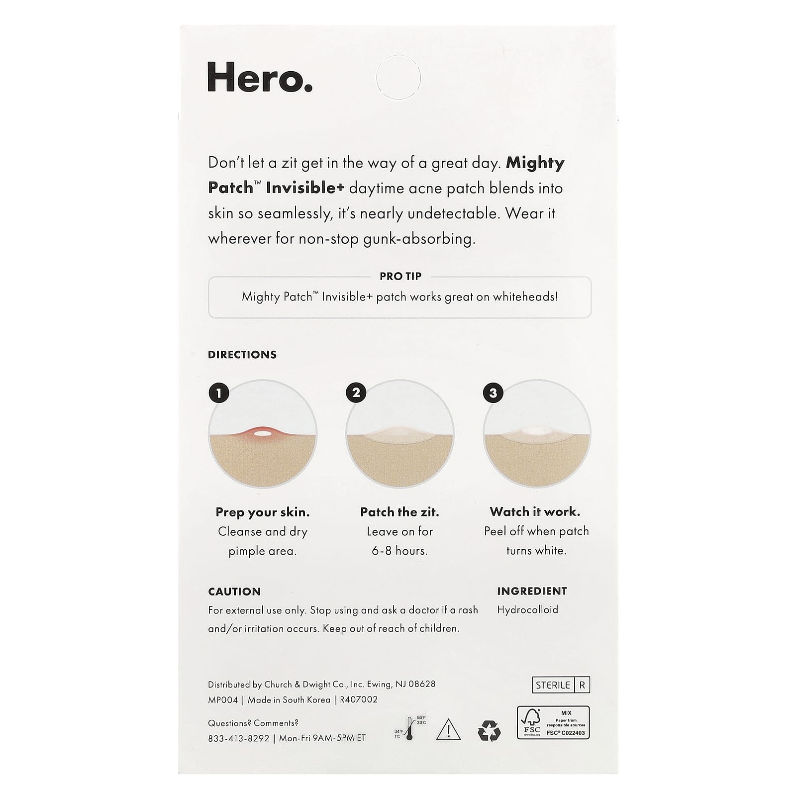 Hero Cosmetics, Mighty Patch Invisible+ Acne Treatment for Sensitive Skin - Image 2