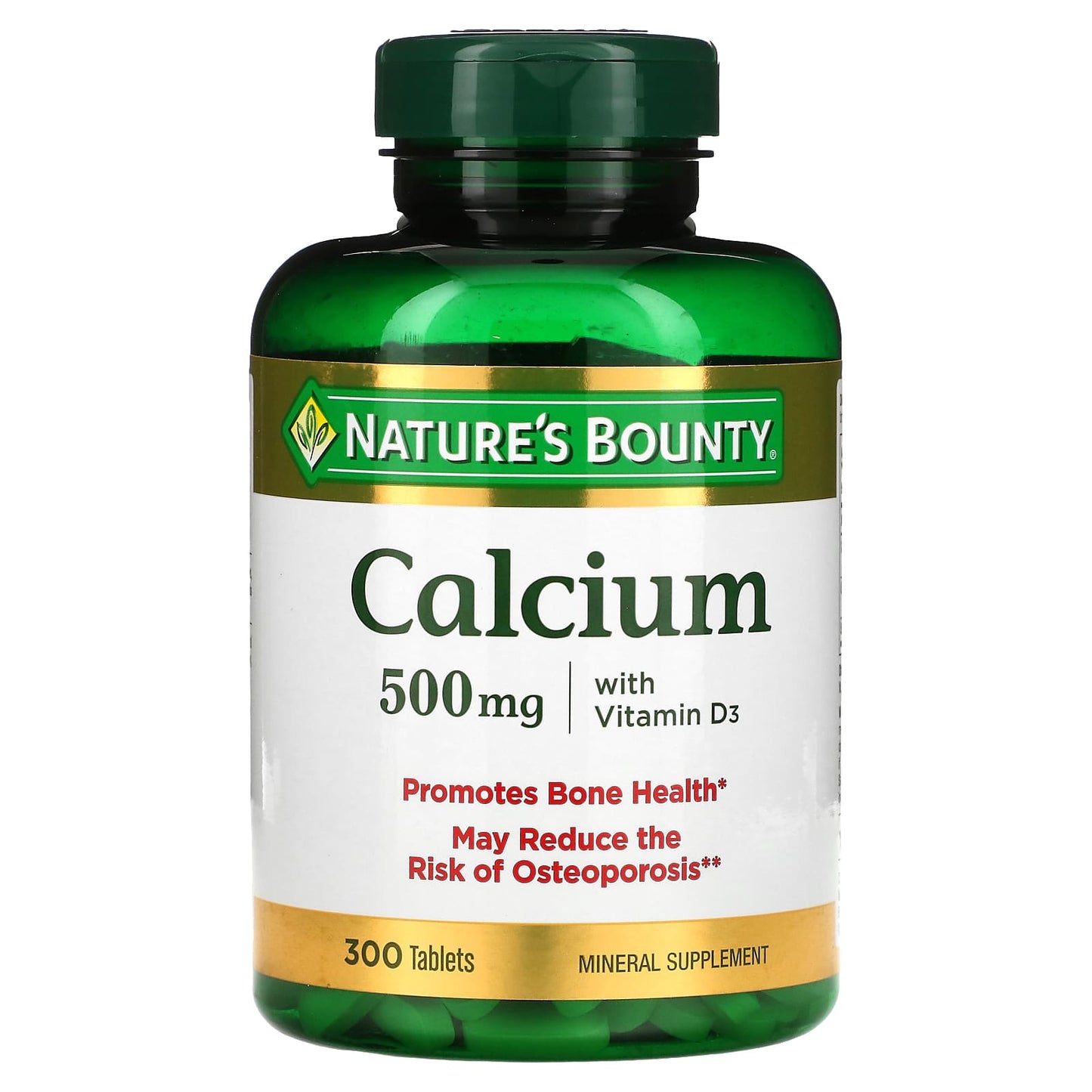 Nature's Bounty, Calcium with Vitamin D3, 500 mg, 300 Tablets - Image 1