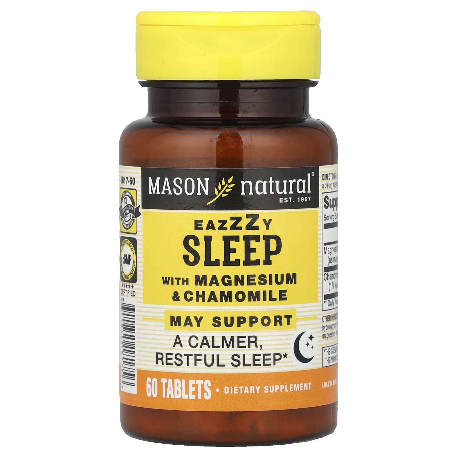 Mason Natural, Eazzzy Sleep, with Magnesium & Chamomile, 60 Tablets - Image 1
