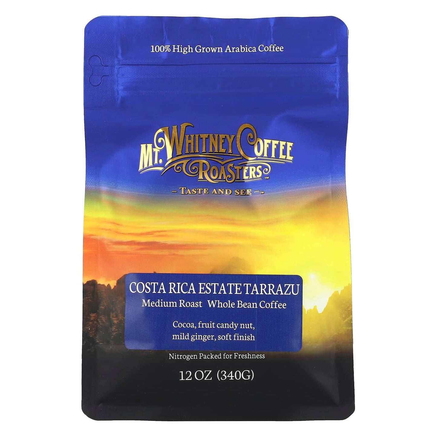 Mt. Whitney Coffee Roasters, Costa Rica Estate Tarrazu, Whole Bean Coffee, Medium Roast, 12 oz (340 g) - Image 1