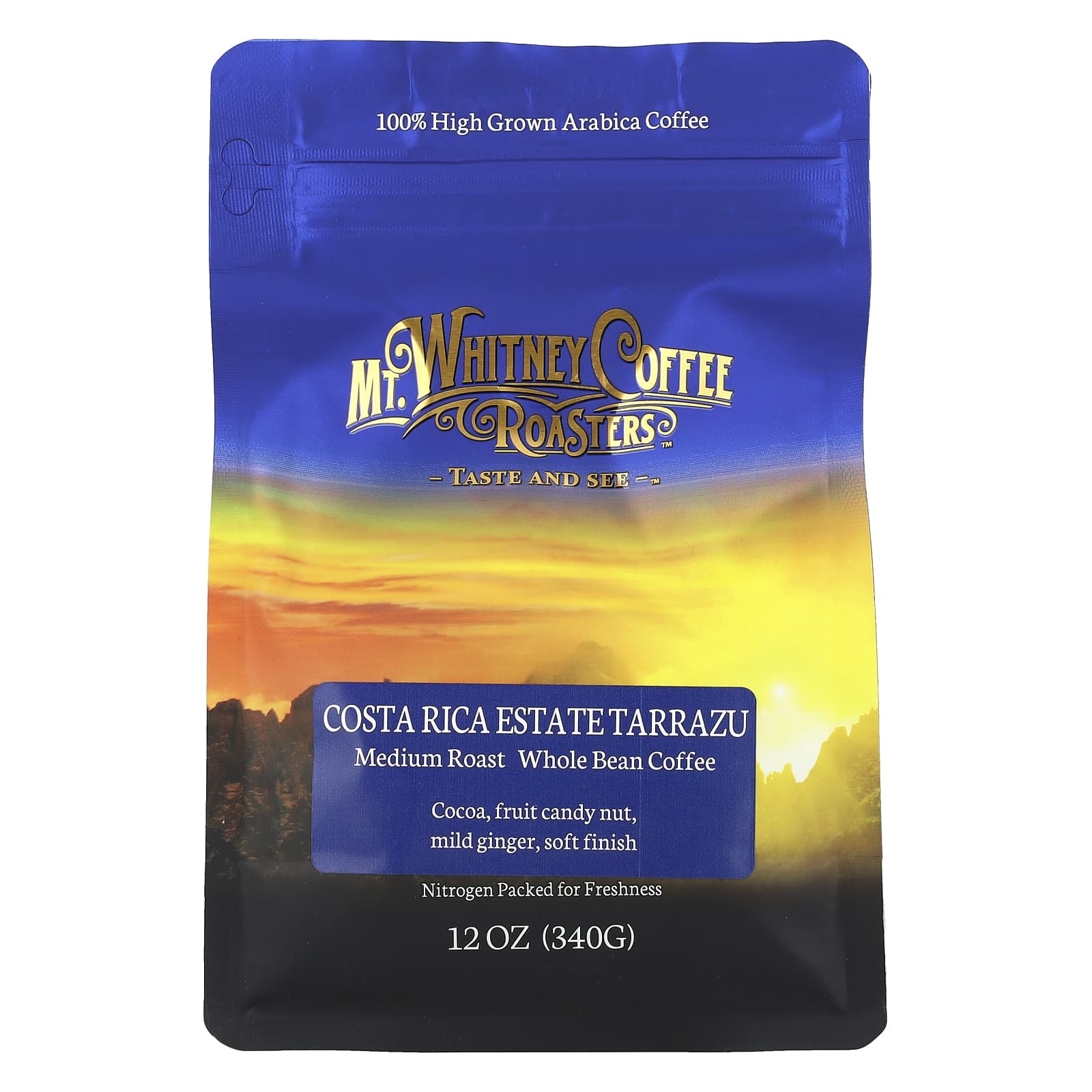 Mt. Whitney Coffee Roasters, Costa Rica Estate Tarrazu, Whole Bean Coffee, Medium Roast, 12 oz (340 g) - Image 1
