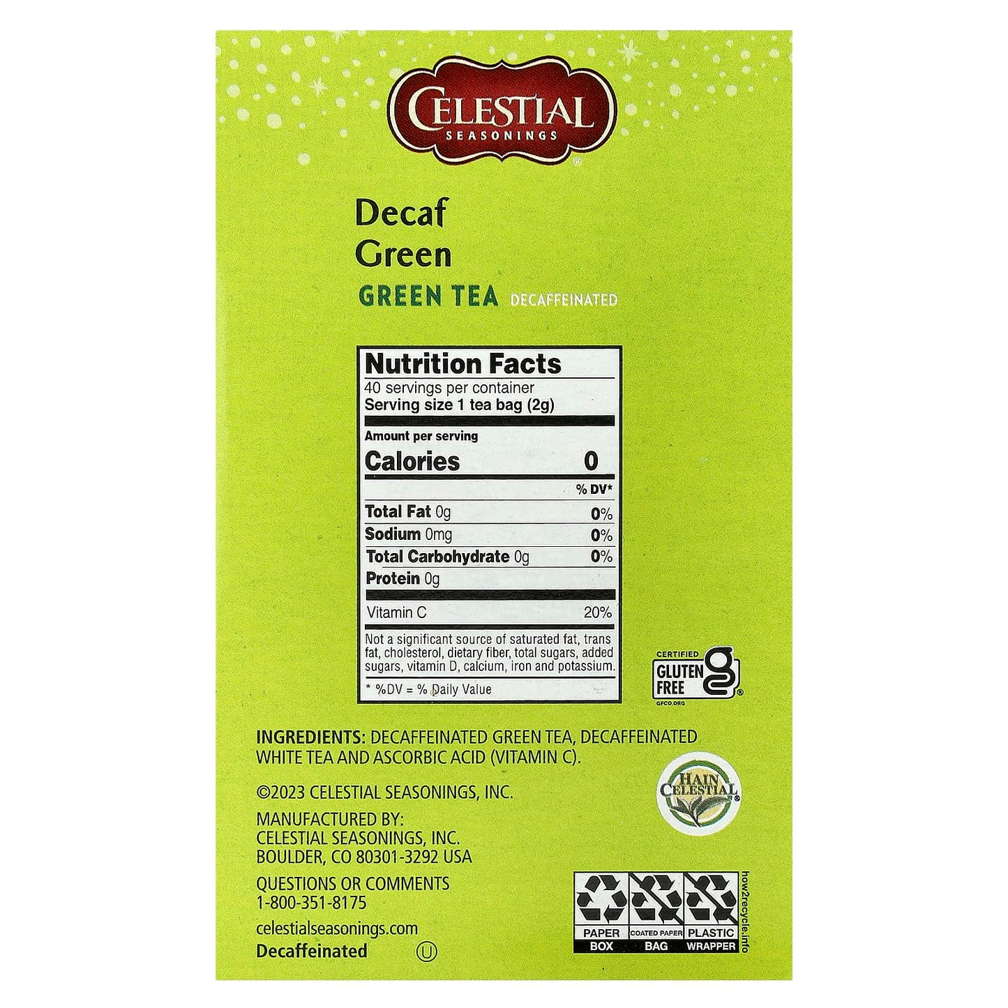 Decaffeinated Green Tea from Celestial Seasonings - 40 Tea Bags - Image 2