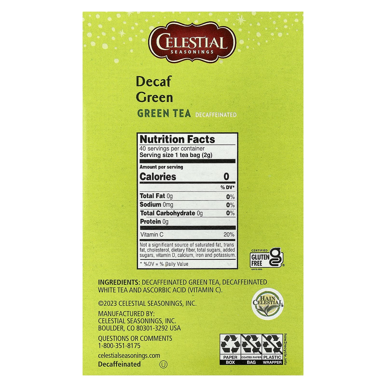 Decaffeinated Green Tea from Celestial Seasonings - 40 Tea Bags - Image 2