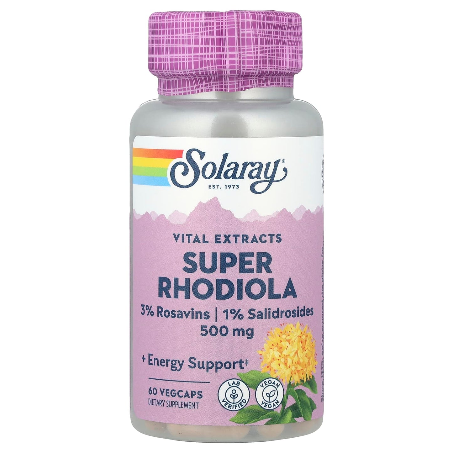 Solaray, Vital Extracts, Super Rhodiola, 500 mg, 60 VegCaps - Image 1