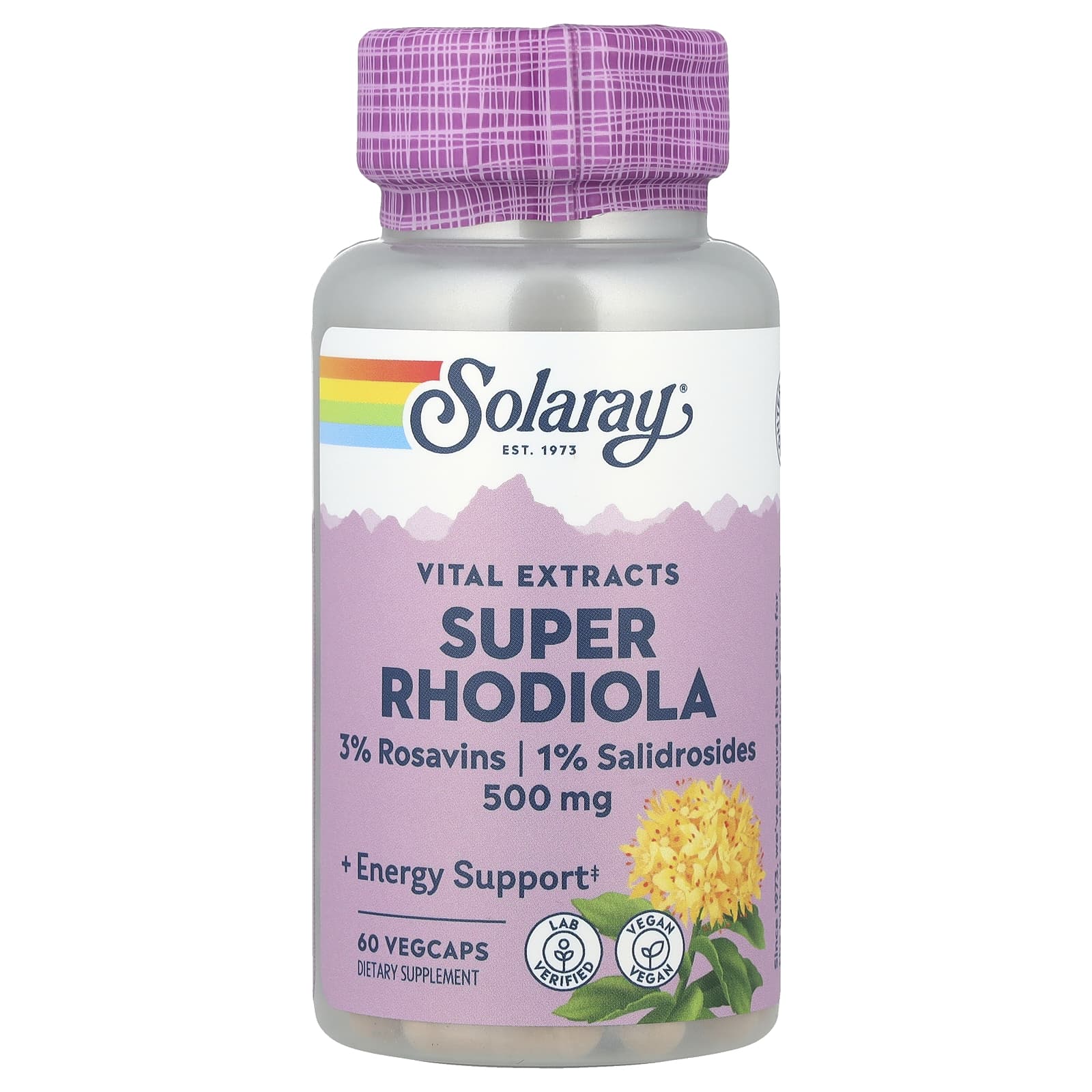 Solaray, Vital Extracts, Super Rhodiola, 500 mg, 60 VegCaps - Image 1