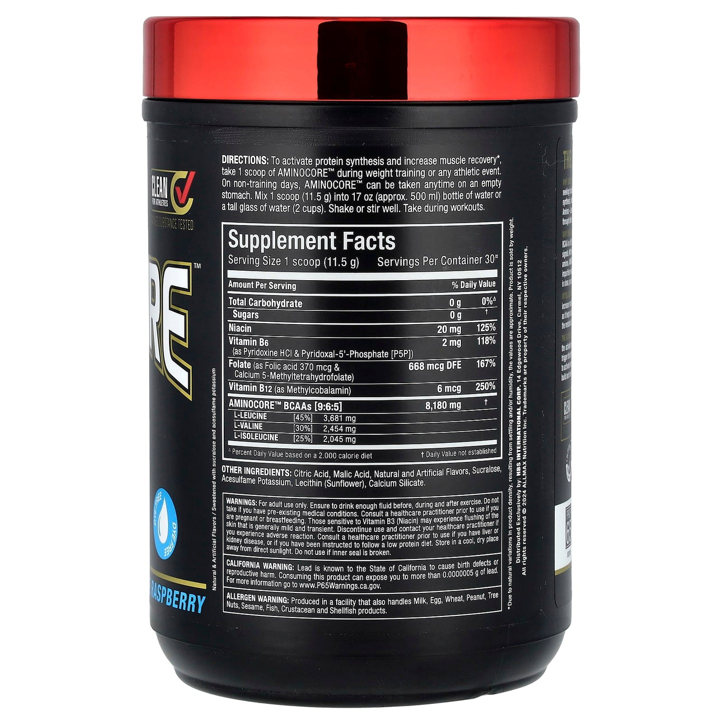 ALLMAX Aminocore BCAA Supplement - Blue Raspberry, 0.76 lbs (345 g) - Image 2