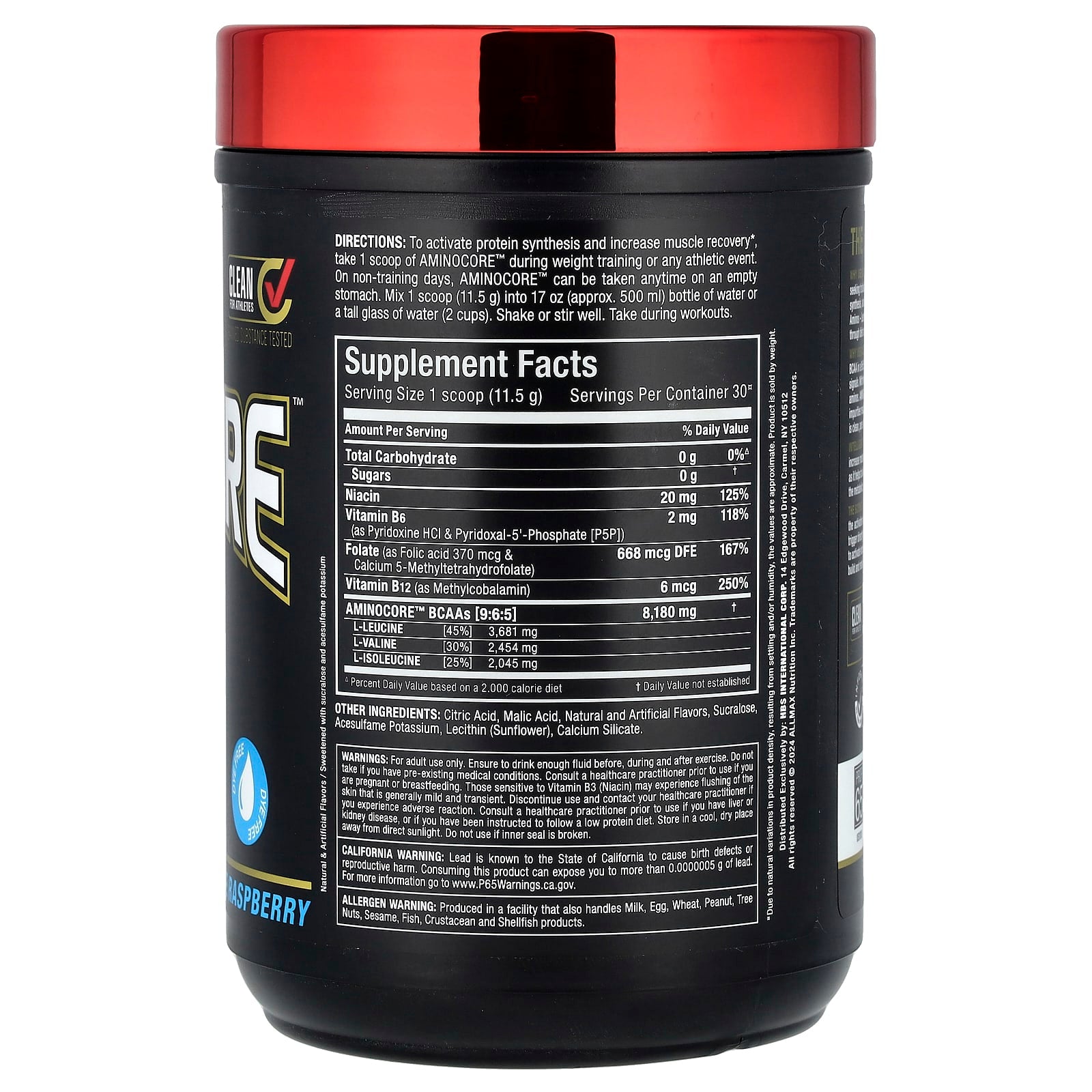 ALLMAX Aminocore BCAA Supplement - Blue Raspberry, 0.76 lbs (345 g) - Image 2