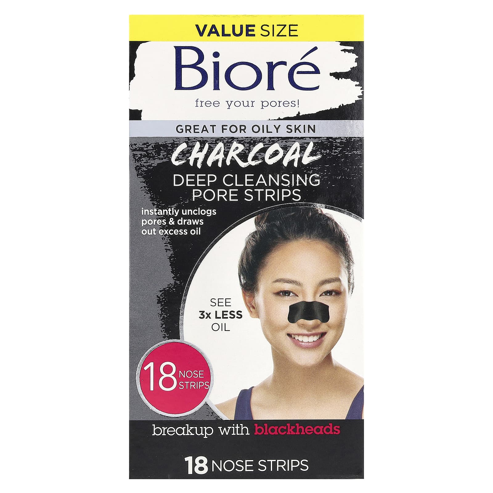 Deep Cleansing Pore Strips by Biore - Natural Charcoal for Oily Skin - Image 1