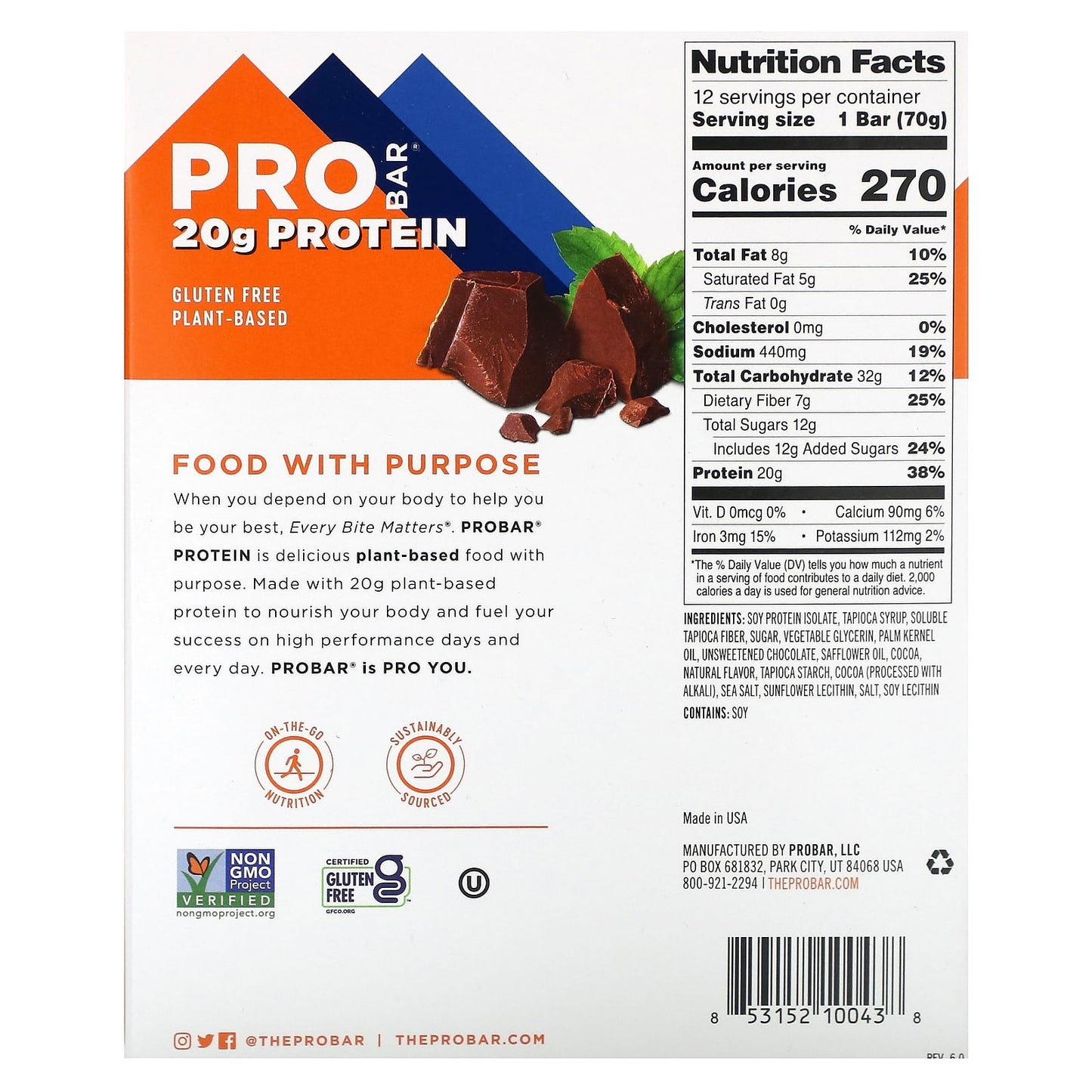 ProBar, Protein Bar, Mint Chocolate, 12 Bars, 2.47 oz (70 g) Each - Image 2