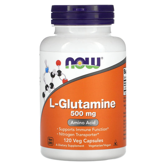 NOW Foods, L-Glutamine, 500 mg, 120 Veg Capsules - Image 1