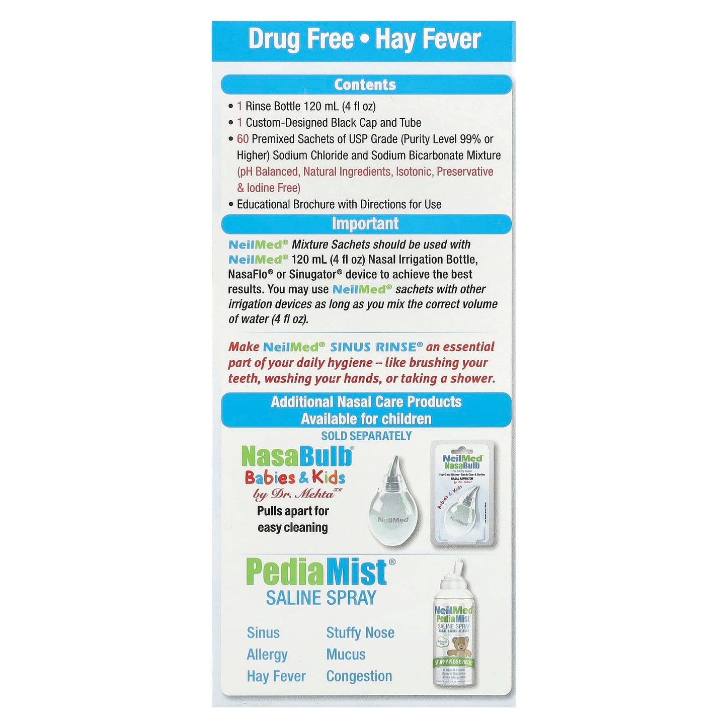 NeilMed, Kids, Sinus Rinse®, Ages 2+, 1 Squeeze Bottle, 60 Premixed Packets - Image 2