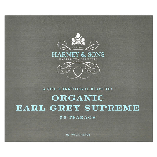 Black Tea, Organic Earl Grey Supreme - 50 Tea Bags, Harney & Sons - Image 1