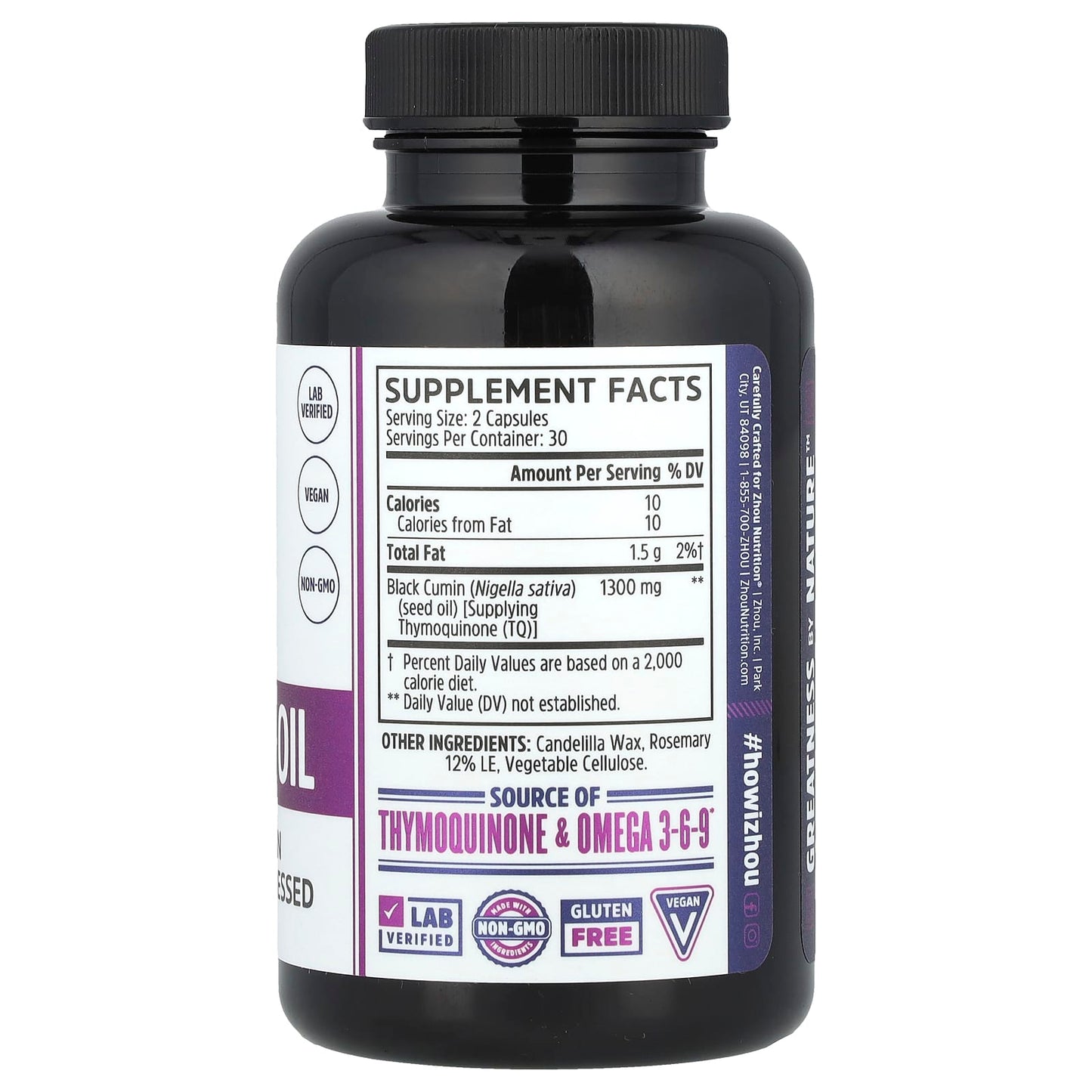 Zhou Nutrition, Black Seed Oil, 60 Veggie Capsules - Image 2