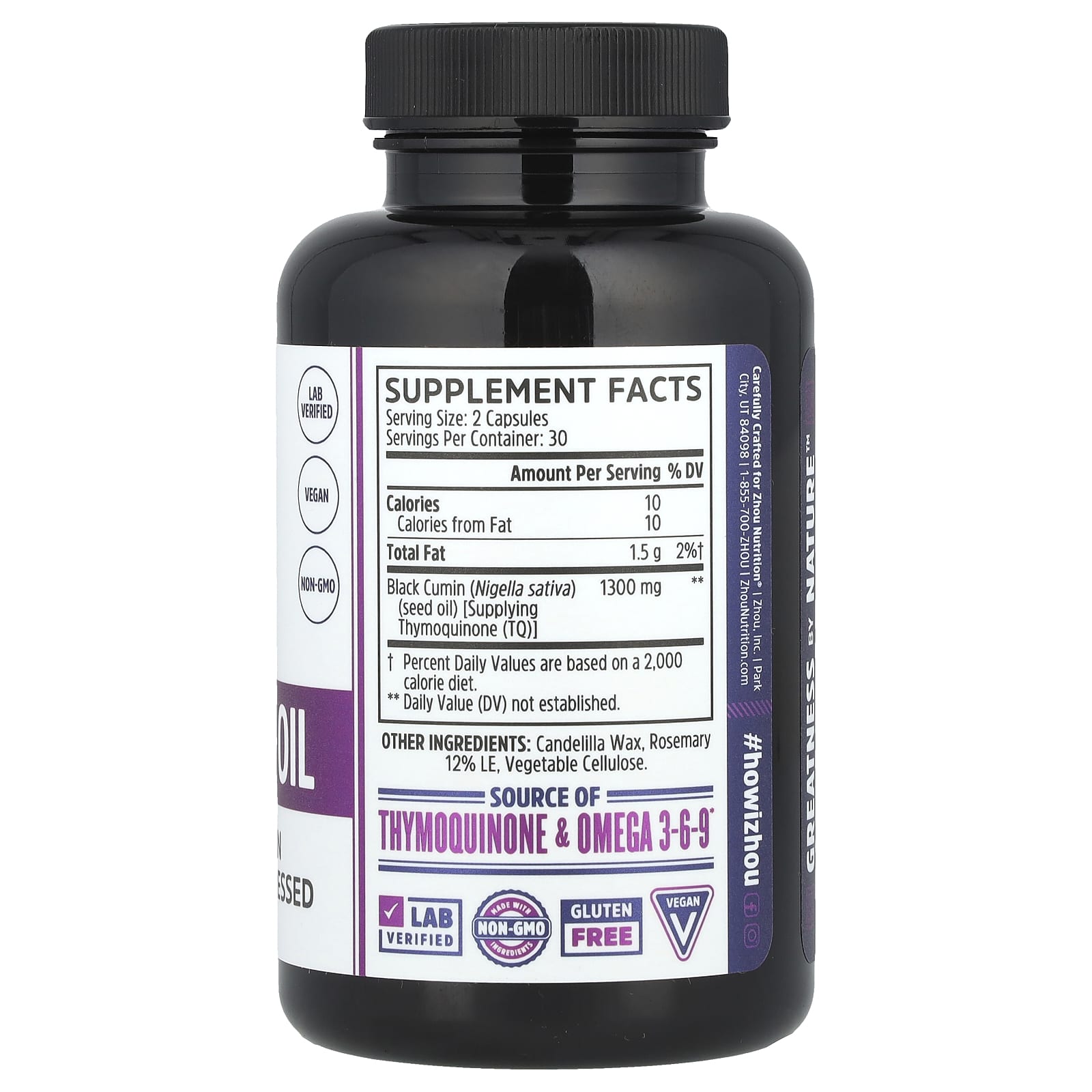 Zhou Nutrition, Black Seed Oil, 60 Veggie Capsules - Image 2