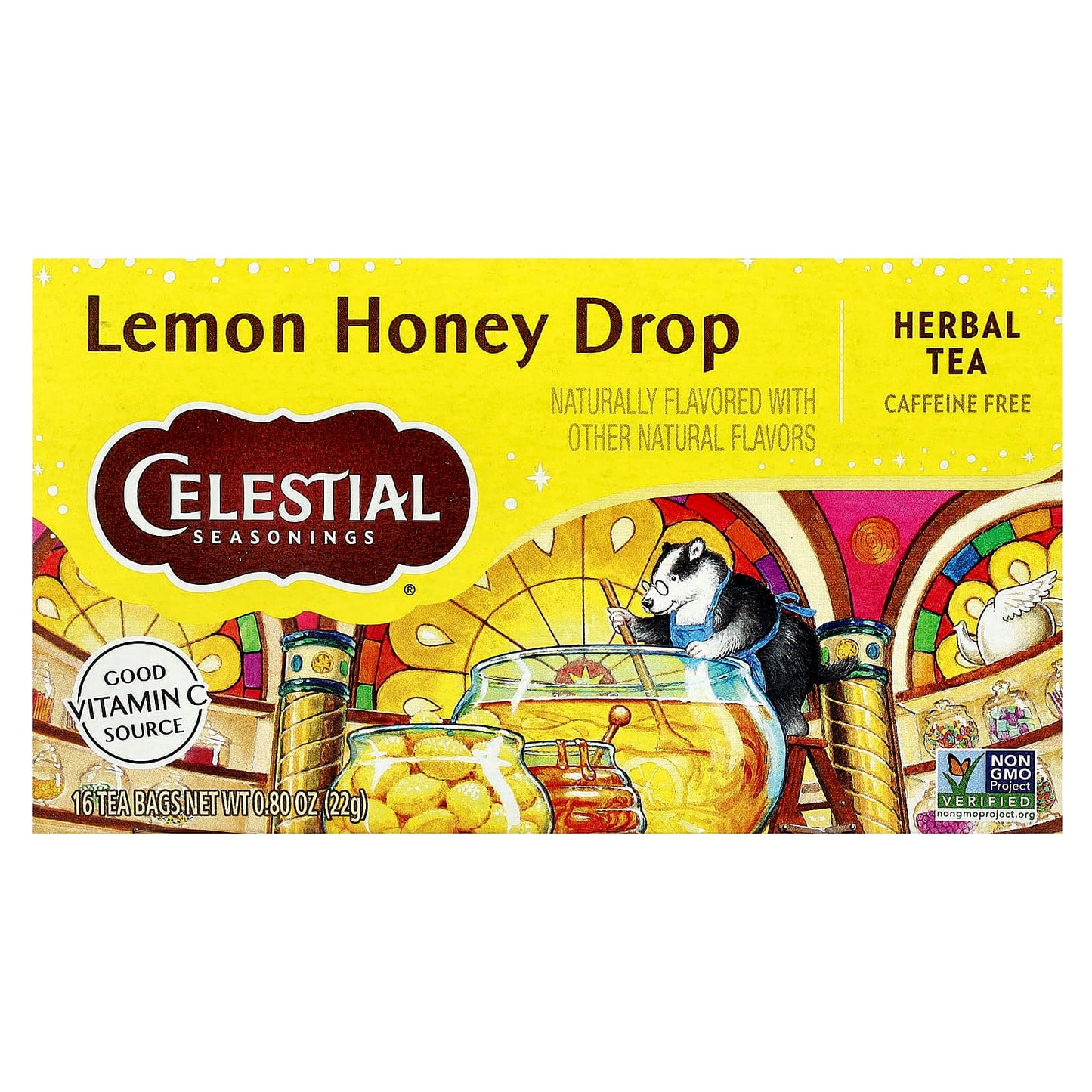 Celestial Seasonings Lemon Honey Drop Tea - Caffeine Free, 16 Tea Bags, 0.8 oz - Image 1