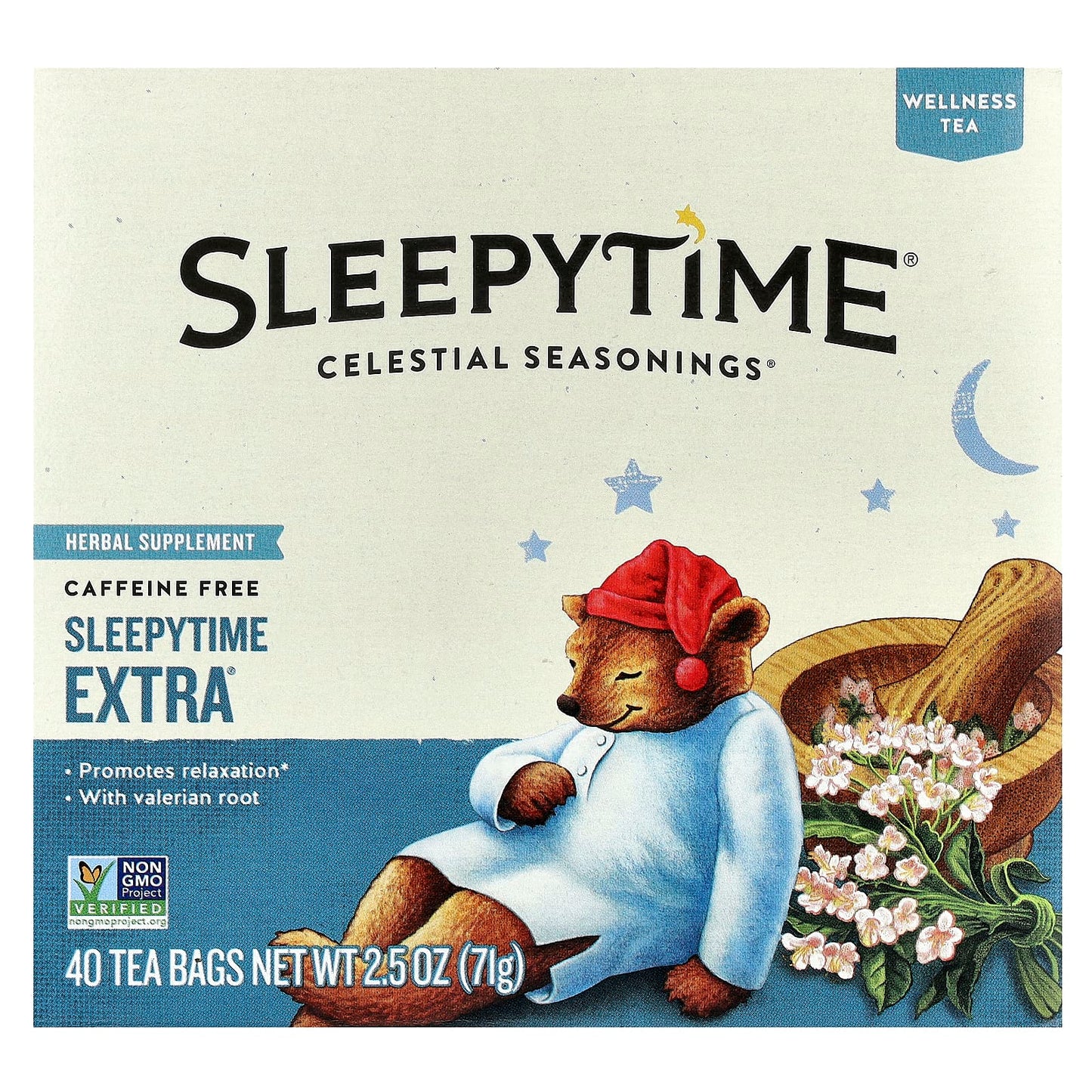 Celestial Seasonings Sleepytime Extra Caffeine Free Herbal Tea, 40 Tea Bags - Image 1