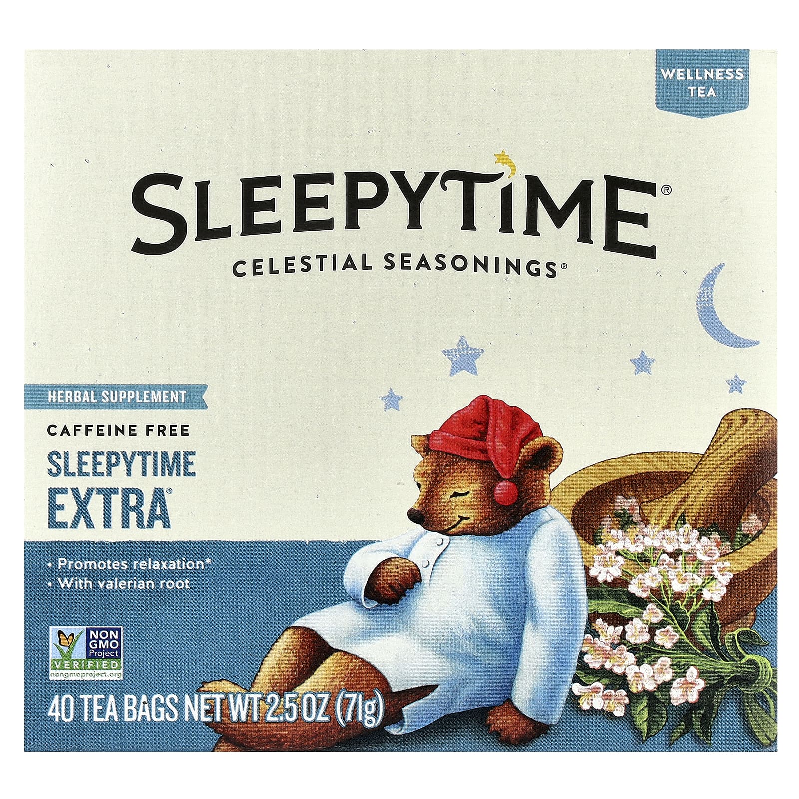 Celestial Seasonings Sleepytime Extra Caffeine Free Herbal Tea, 40 Tea Bags - Image 1